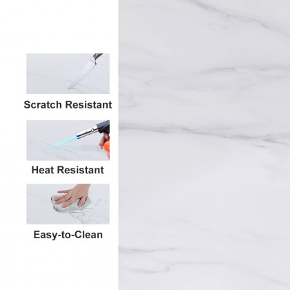 HMR Cofab Sideboard Sintered Stone Top Luxury Buffet Tempered Glass Doors - White, 59"