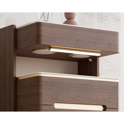 HMR Vailora Smart Nightstand with Wireless Charger Sensor Light Bluetooth Speakers - Walnut & White, Set Of 2