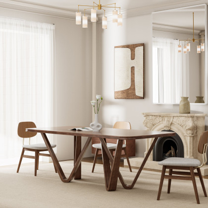 HMR - 82.7" Modern Rectangle Rubber Wood Dining Table Seats 6-8 People