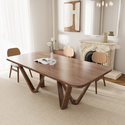 HMR - 82.7" Modern Rectangle Rubber Wood Dining Table Seats 6-8 People