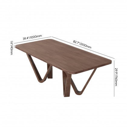 HMR - 82.7" Modern Rectangle Rubber Wood Dining Table Seats 6-8 People