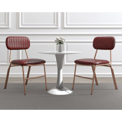 HMR Modern Dining Chairs with Faux Leather Upholstery (Set of 6) - Wine Red