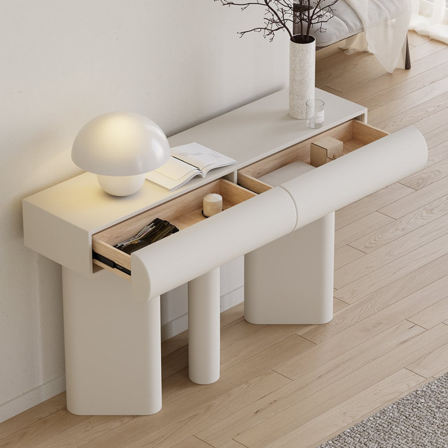 HMR - Humply 48" Modern Faux Leather Console Table with Storage Entryway Table