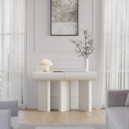 HMR - Humply 48" Modern Faux Leather Console Table with Storage Entryway Table