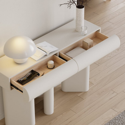 HMR - Humply 48" Modern Faux Leather Console Table with Storage Entryway Table