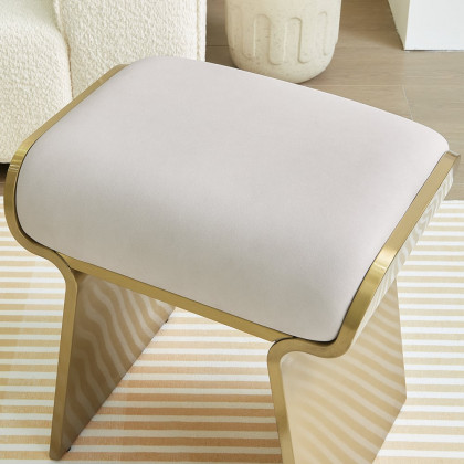 HMR - Upart Leath-aire Upholstered Vanity Stool with Gold Frame