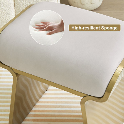 HMR - Upart Leath-aire Upholstered Vanity Stool with Gold Frame