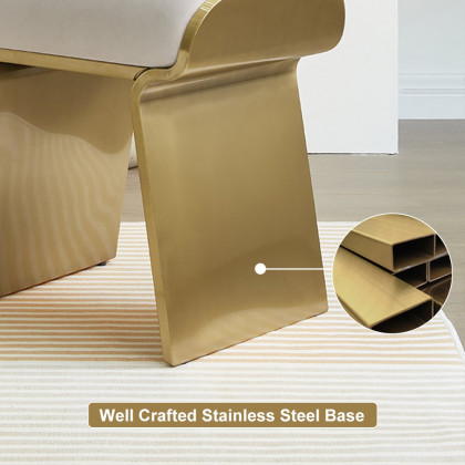 HMR - Upart Leath-aire Upholstered Vanity Stool with Gold Frame