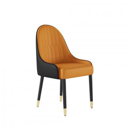 HMR Darg Series Modern PU Leather Upholstery Dining Chairs - Orange/Black, Set of 8