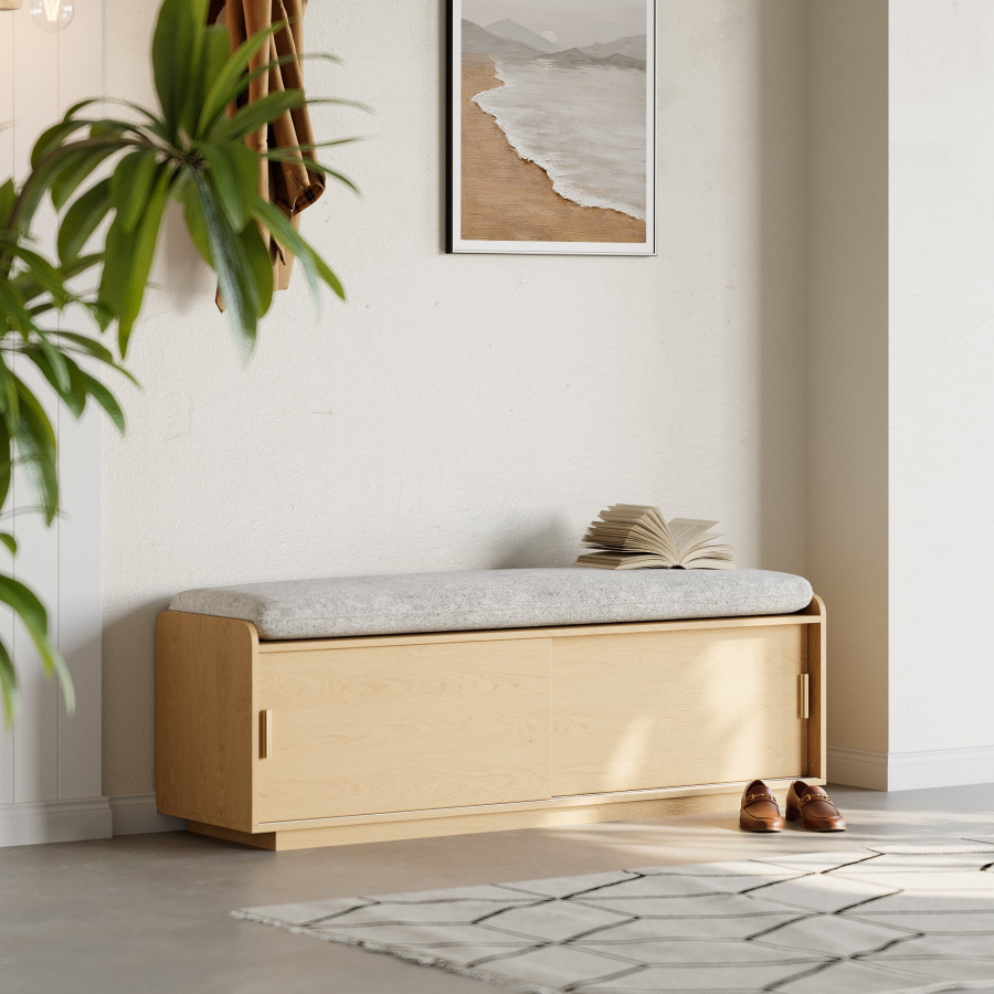 HMR - Wooden Shoe Storage Bench with Cushion