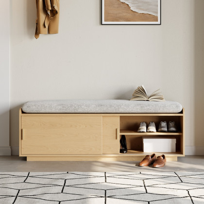HMR - Wooden Shoe Storage Bench with Cushion
