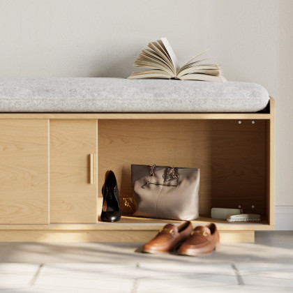 HMR - Wooden Shoe Storage Bench with Cushion