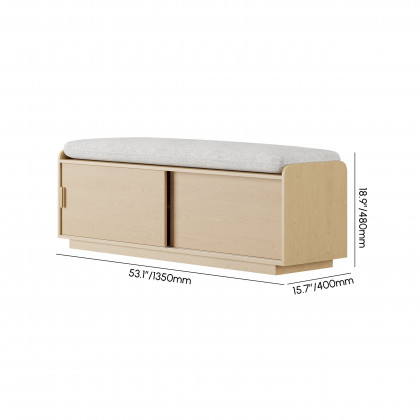 HMR - Wooden Shoe Storage Bench with Cushion