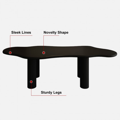 HMR 70.9" Japandi Style Irregular Wood Dining Table Seats 4-6 People - Black