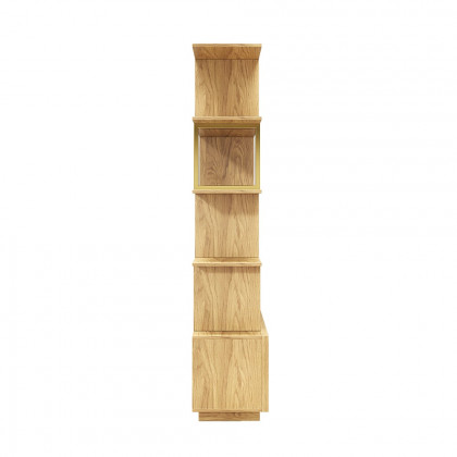 HMR 5-Tier Wood Bookshelf with 2 Doors Modern Bookcase in Gold Finish - Natural