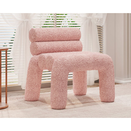 HMR - Modern Boucle Accent Chair Upholstery Horizontal Channeled for Living Room