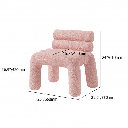 HMR Modern Boucle Accent Chair Upholstery Horizontal Channeled for Living Room - Pink