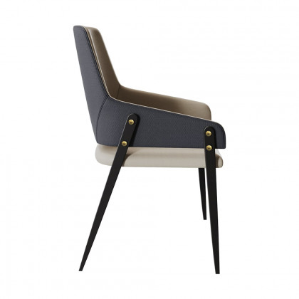HMR - Modern Dining Chairs with PU Leather Upholstery (Set of 2) - Khaki and Blue