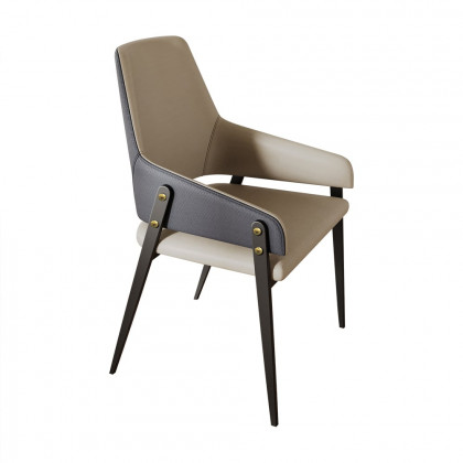 HMR - Modern Dining Chairs with PU Leather Upholstery (Set of 2) - Khaki and Blue