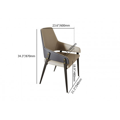 HMR - Modern Dining Chairs with PU Leather Upholstery (Set of 2) - Khaki and Blue