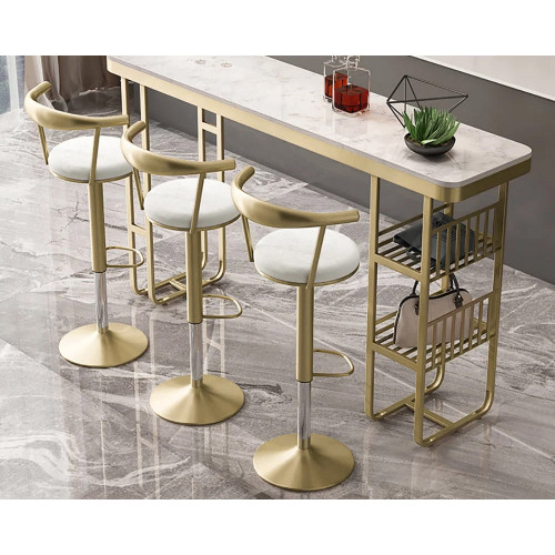 HMR Modern Adjustable Swivel Bar Stools with Velvet Upholstery (Set of 8) - White