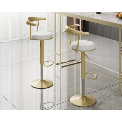 HMR Modern Adjustable Swivel Bar Stools with Velvet Upholstery (Set of 8) - White