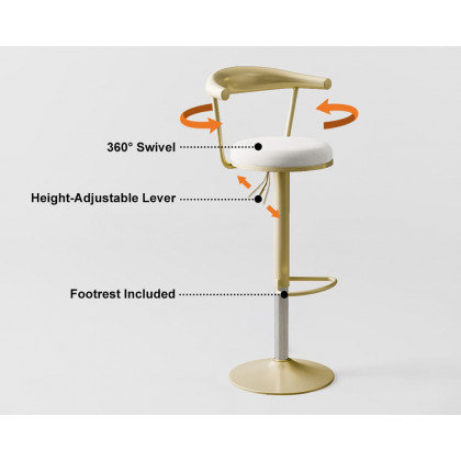 HMR Modern Adjustable Swivel Bar Stools with Velvet Upholstery (Set of 8) - White