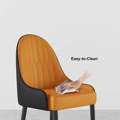HMR - Darg Series Set of 4 Modern Dining Chairs with PU Leather Upholstery Orange and Black