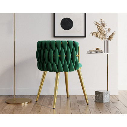 HMR Sweave Nordic Barrel Dining Chair with Velvet Upholstery (Set of 8) - Green