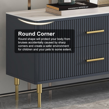 HMR - Cofab 78.7" TV Stand with Drawers & Shelves Deep Blue Media Console with Glass Doors