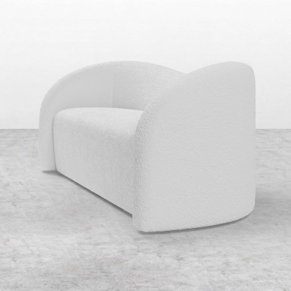 HMR Modern 91" Curved 3 Seater Sofa with Boucle Upholstered - White