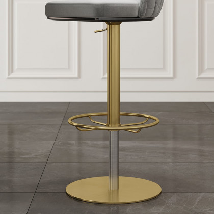 HMR - Modern Adjustable Swivel Velvet Bar Stools or Counter Stools with Upholstery Gray