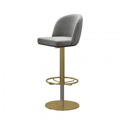 HMR - Modern Adjustable Swivel Velvet Bar Stools or Counter Stools with Upholstery Gray