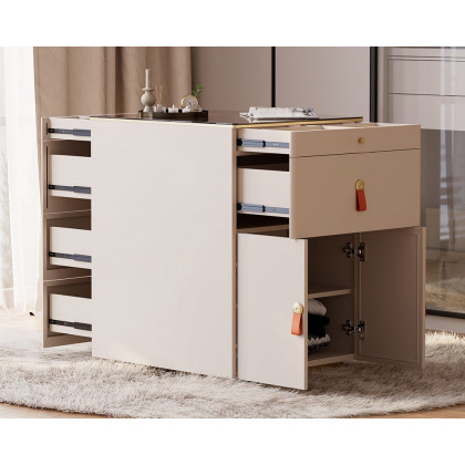 HMR Chanor Modern Champagne Walk in Closet Island Dresser & Chest Jewelry Storage - 6 Drawers