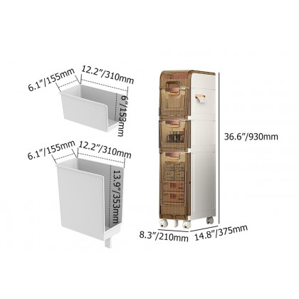 HMR - Bathroom Slim Storage Cabinet Narrow Freestanding with Toilet Paper Holder & 3 Drawers