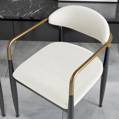 HMR Otrast Series Modern Dining Chairs with PU Leather Upholstery - White, 4-Pieces