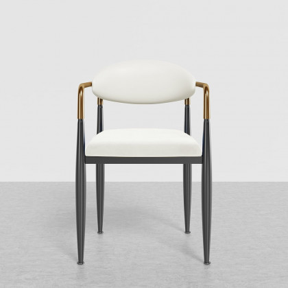HMR Otrast Series Modern Dining Chairs with PU Leather Upholstery - White, 4-Pieces