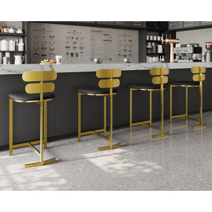 HMR - Modern PU Leather Counter Stools with Upholstery