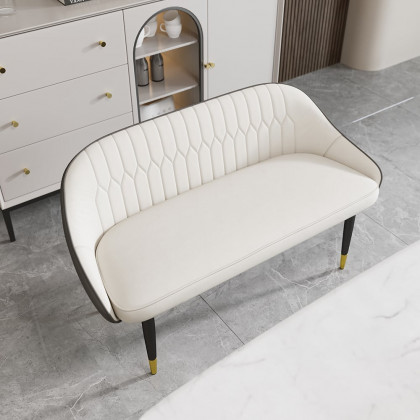 HMR - Darg Series 48" Modern Dining Bench with PU Leather Upholstery White and Gray