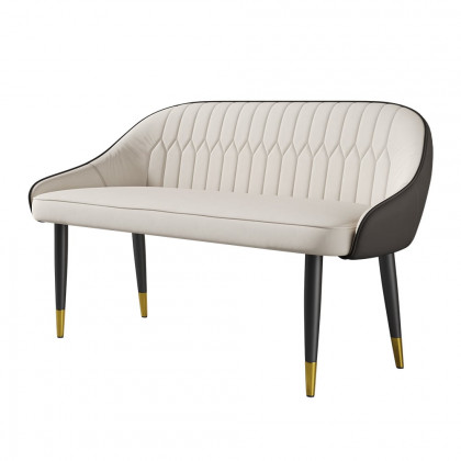 HMR - Darg Series 48" Modern Dining Bench with PU Leather Upholstery White and Gray