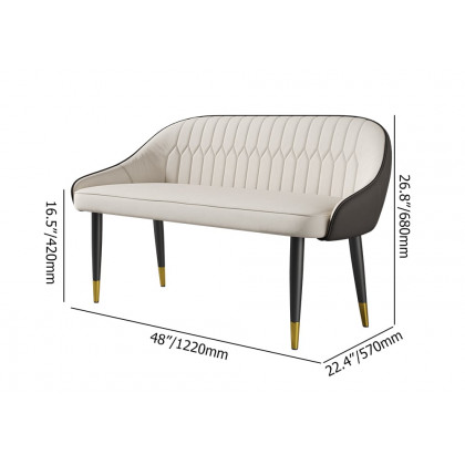 HMR - Darg Series 48" Modern Dining Bench with PU Leather Upholstery White and Gray