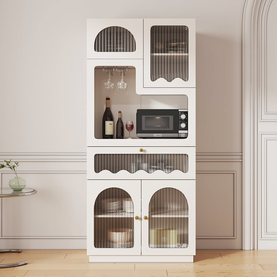 HMR - 71'' White Freestanding Pantry Cabinet Small Buffet Pantry Storage Cabinet