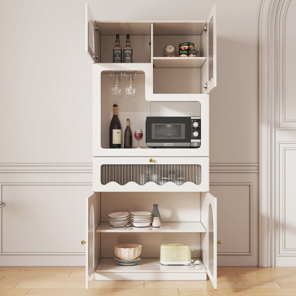 HMR - 71'' White Freestanding Pantry Cabinet Small Buffet Pantry Storage Cabinet