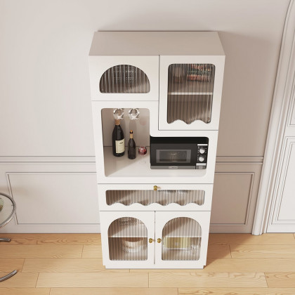 HMR - 71'' White Freestanding Pantry Cabinet Small Buffet Pantry Storage Cabinet