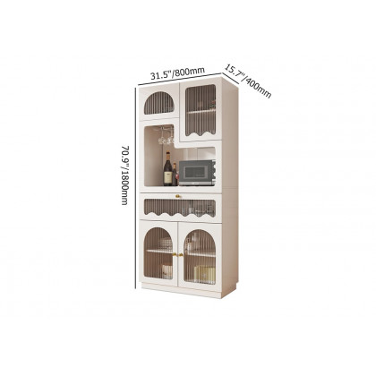 HMR - 71'' White Freestanding Pantry Cabinet Small Buffet Pantry Storage Cabinet