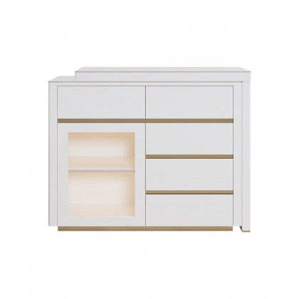 HMR - 45"-71" Extendable Sofa Bar Table Sintered Stone White Cabinet Behind Couch Pub Table