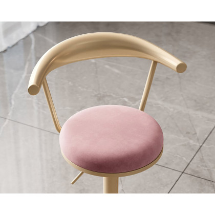 HMR Modern Adjustable Swivel Bar Stools with Velvet Upholstery (Set of 6) - Pink