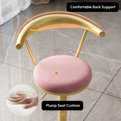 HMR Modern Adjustable Swivel Bar Stools with Velvet Upholstery (Set of 6) - Pink