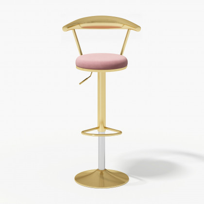 HMR Modern Adjustable Swivel Bar Stools with Velvet Upholstery (Set of 6) - Pink