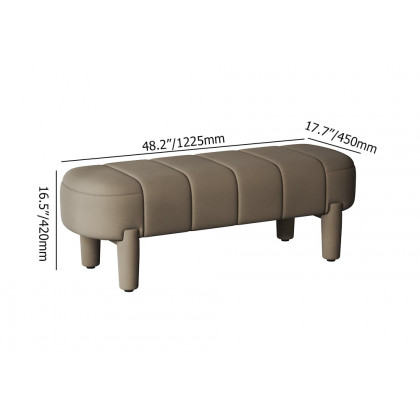 HMR - Modern Line Tufted Entryway Bench Coffee Velvet Upholstered Bench with 4 Legs